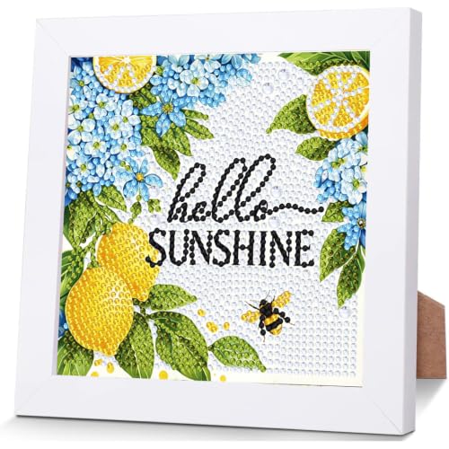Gemozaic Lemon Diamond Art Kit for Kids Age 8-12 with Frame, 8 x 8 inch | Inspirational Diamond Art Painting Kits for Adult Beginners, DIY Big Gem Painting Arts and Crafts for Home Wall Decor, Gift, - color: CC1196