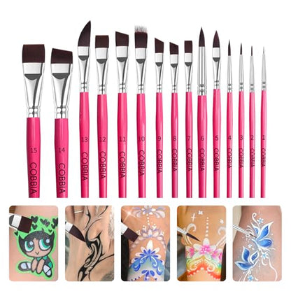 Face Paint Brush Set, 15pcs Artist Brushes for Body Face Painting,Acrylic Painting Watercolor Oil Gouache – Perfect for Artists, Performers, Party Makeup