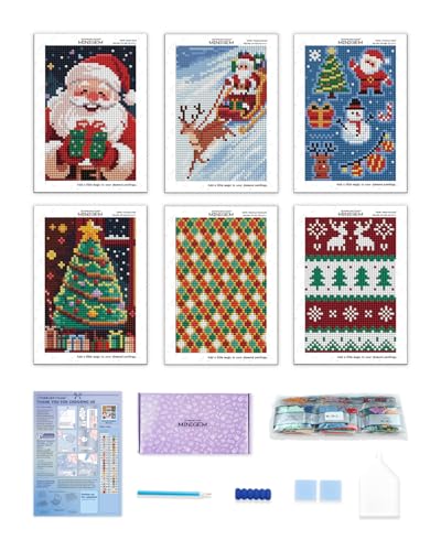 forever young Christmas Small Diamond Art Kits, 5x7 Inch Canvas | 6 PCS DIY square diamond painting kits for beginners and adults, perfect for collecting, display ＆ relaxing stress relief - color: Christmas