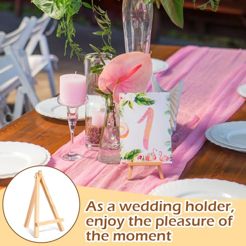100 Pieces Mini Wooden Easel Stands Tripod Display Tabletop,6 Inch | For Artist Painting Business Cards Photos, Canvas Holder Wedding Table Numbers Party Favors Gift, Natural Wood Tripod Frame - size: 6 Inch