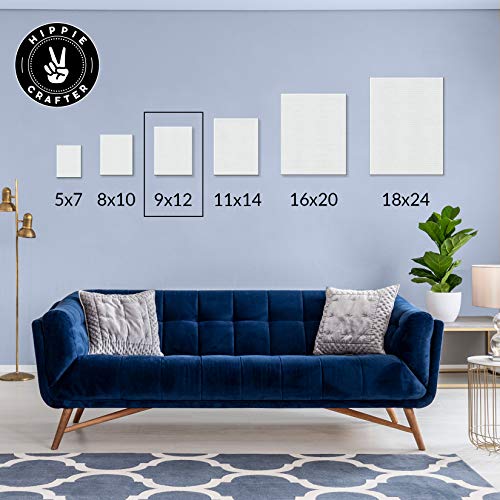 HIPPIE CRAFTER 10 Pack Stretched Canvases for Painting, 9x12 Blank Rectangle Canvas Boards, Ideal with Acrylic, Oil & Mixed Media Art, Small Art Canvases, Perfect Supplies for Bulk Projects - size: 9x12