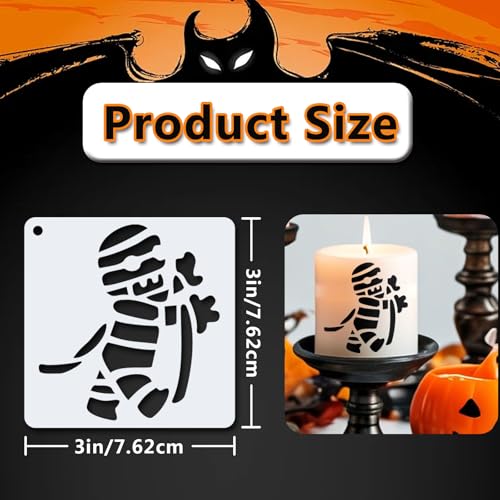 72 PCS 3x3 Inch Halloween Stencils for Painting - Pumpkin, Ghost, Bat, Spider Web Witch Skull Reusable Halloween Painting Templates on Wood, Glass, Fabric, Window Door Decor DIY Decoration - style: 72PCS Halloween
