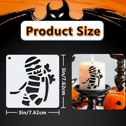 72 PCS 3x3 Inch Halloween Stencils for Painting - Pumpkin, Ghost, Bat, Spider Web Witch Skull Reusable Halloween Painting Templates on Wood, Glass, Fabric, Window Door Decor DIY Decoration - style: 72PCS Halloween