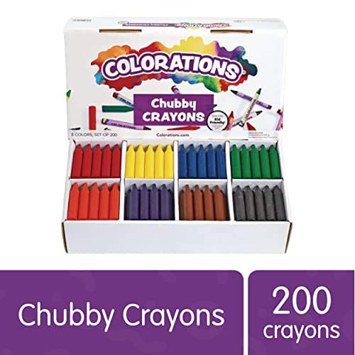 Colorations Chubby Crayons for Kids, 200 Count - Rainbow - Classroom Supplies - 2.68" L by .56" Dia Each - Toddlers, Bulk, Washable, Non-Toxic, Jumbo (Pack of 2) - size: 200 Count (Pack of 2), style: Chubby Crayons - 200ct