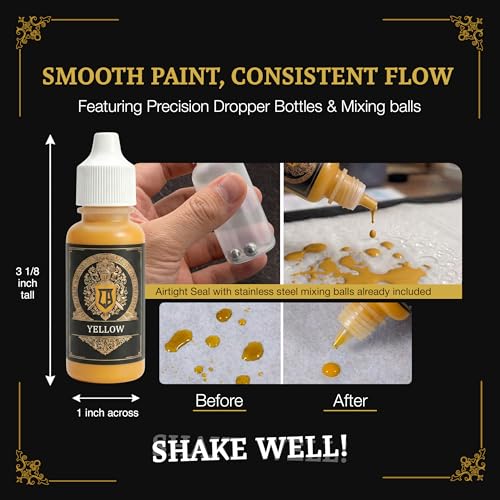 Ludus Bellum Miniature Paint Yellow Color 18ml Dropper Bottle, Professional Acrylic Paint for Miniatures & Models, Provides Quality Acrylic Tones and Shades for Warhammer 40K D&D Figures - color: Yellow