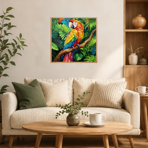 AUKELHJ Framed Paint by Numbers Kit for Adults, Parrot, 10x10 inch - color: 16-Parrot