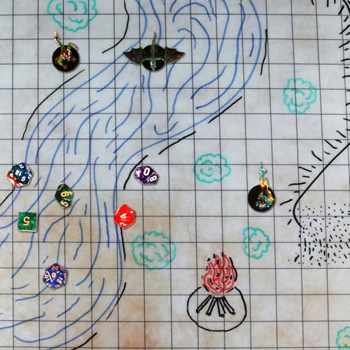 ENHANCE Deluxe DND Map - 3 Foot (36x24in) RPG Grid Mat with Premium Rubber, Non-Slip Grip, No Creasing - Dry Erase DND Mat Set for Masters and Starters, Erasable Parchment with Travel Pouch, Markers