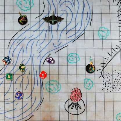 ENHANCE Deluxe DND Map - 3 Foot (36x24in) RPG Grid Mat with Premium Rubber, Non-Slip Grip, No Creasing - Dry Erase DND Mat Set for Masters and Starters, Erasable Parchment with Travel Pouch, Markers