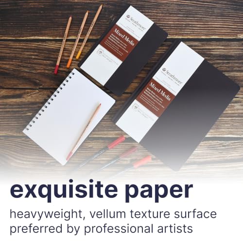 Strathmore 400 Series Mixed Media Paper Art Book, Matte Brown Cover, Natural White, Hardbound, 24 Sheets, 5.5x8.5 inch - size: 5.5x8.5 inch, style: Hardbound