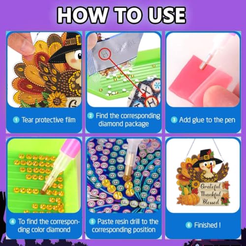 Thanksgiving Hanging Diamond Art Kits for Adult Diamond Painting Kit | Fall DIY Diamonds Painting Art Kit, Acrylic Diamonds Painting Suncatcher Board Kit, Special Crystal Diamond Hanging Ornament - color: DP04531