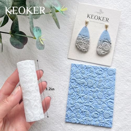 Keoker Summer Polymer Clay Texture Roller, 3pcs Ocean Texture Rollers for Polymer Clay - color: All Color