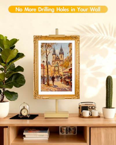 Rofio Gold Easel, 17" Adjustable Tabletop Picture Frame Stand for Signs - color: Gold