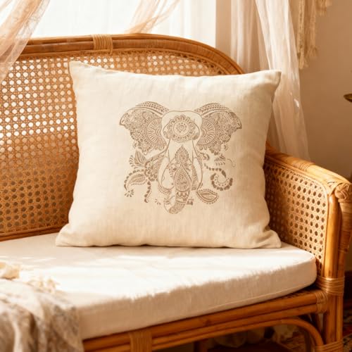 TIAMECH A4 Reusable Elephant Stencil for Painting | Mandala Elephant with Big Ears for Totem Layering Template, DIY Wall Art, Wood Furniture, Scrapbook & Crafts (8.3x11.7inch) - style: Mandala Elephant