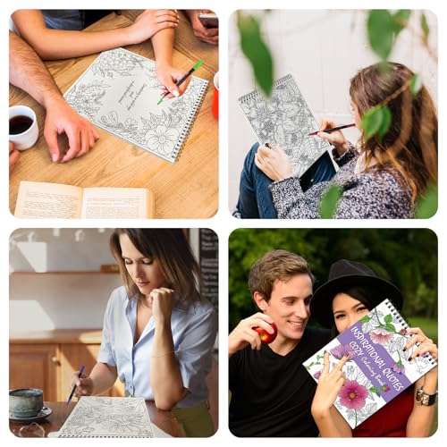 Kalysky Easy and Cozy Adult Coloring Book Set, 3 Pack Stress Relief Coloring Books for Adults Relaxation, Flower Inspirational Quotes Designs. - color: Easy Cozy Flower Inspirational Quotes