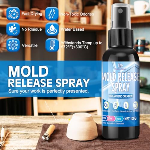 Silicone Mold Release Spray - 7 fl oz Water Based Fast Drying Odorless Non-Stick, Mold Release for Candles, Soap, Plaster & Epoxy Resin, Universal for Silicone Molds for Resin, Plastic & Candle Molds
