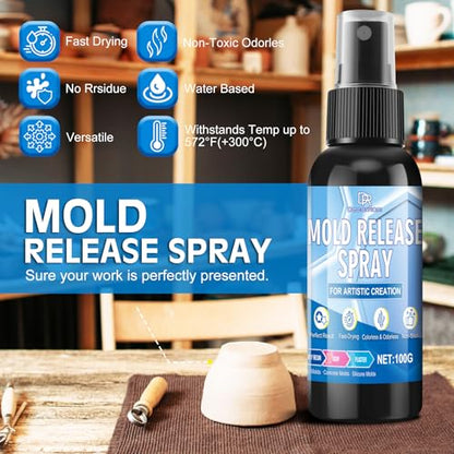 Silicone Mold Release Spray - 7 fl oz Water Based Fast Drying Odorless Non-Stick, Mold Release for Candles, Soap, Plaster & Epoxy Resin, Universal for Silicone Molds for Resin, Plastic & Candle Molds