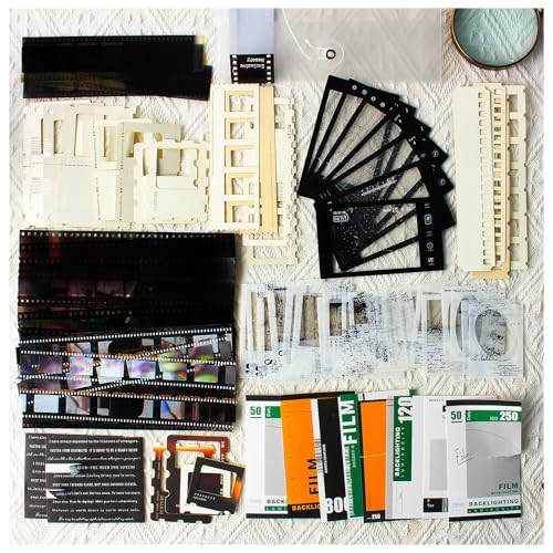 Diuhofart 94Pcs Scrapbooking Supplies Kit, Old Film Strips Photo Frames for Junk Journal Supplies, Scrap Booking Cutouts Papers Scrapbook Materials, Quote Stickers for Journaling, Collage - color: Classic Movie Filstrip Kit