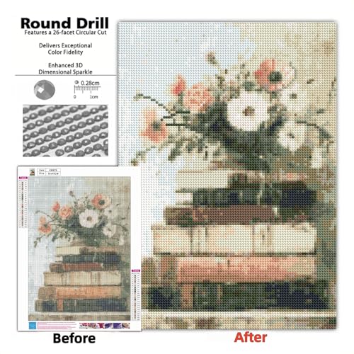 Diamond Art Kits for Adults,Book and Flower 5D Diamond Painting Kits - color: KM629-1