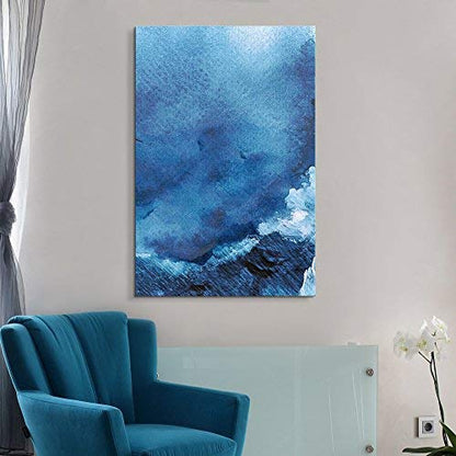 wall26 Canvas Wall Art - Oil Painting Style Abstract Blue Ocean - Giclee Print Gallery Wrap Modern Home Art Ready to Hang - 12x18 inches - color: Artwork - 12, size: 18"L x 12"W