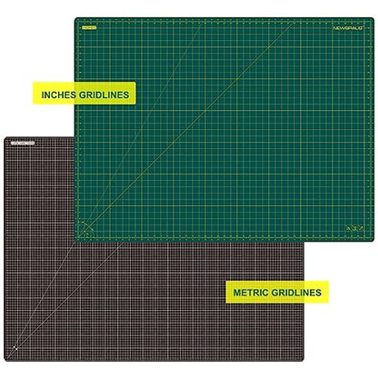 NEWBRAUG 36'' × 48'' Large Self Healing Cutting Double Sided 5-Ply Mat, Big Cutting Board for Rotary Cutting, Quilting, Sewing, Craft, Fabric & Scrapbooking(Green/Black) - color: Green & Black, size: 48"L x 36"W