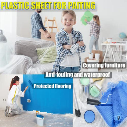 20 Pieces Plastic Drop Cloth, Multiple Waterproof Cloth Sheets for Painting, Dust-Proof and Rustproof, 9x12 Feet Tarp, Furniture Cover - size: 20 Pieces