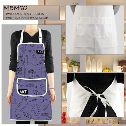 MBMSO Painting Artist Apron with Pockets Artist Painter Gifts Art Lover Gift for Art Teacher Student Painter Apron Waterproof - color: Art A-purple2
