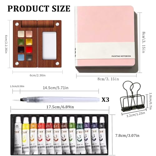 Mini Watercolor Paint Travel Set 12 Colors Portable Pocket Palette - color: 8 Grids