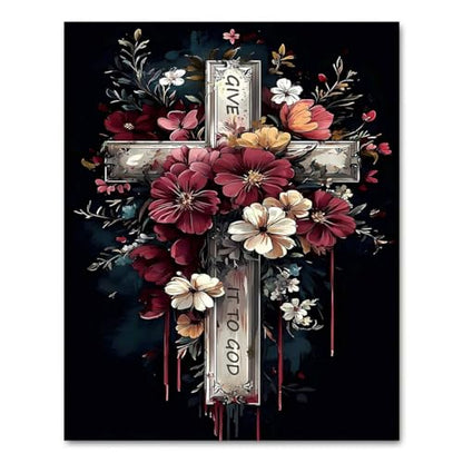 ICYANART Paint by Numbers Kit for Adults Beginner Cross Number Painting | Cross Paint by Number for Adults Beginners, Acrylic Religion Painting by Numbers, Religion Paint by Numbers 16x20 In - color: Cross