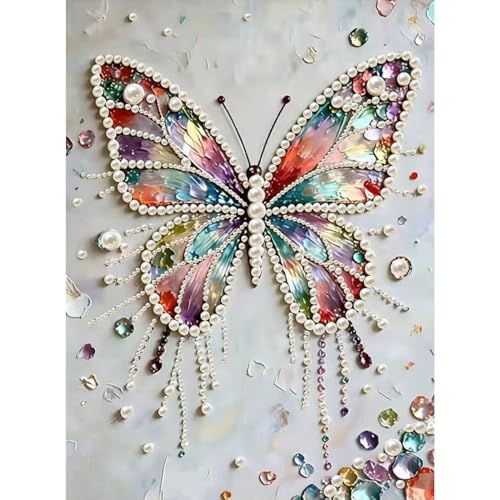 Butterfly Pearl Diamond Painting Kits For Adults,5D Diamond Art 12 X 16in | Butterfly Pearl Diamond Art Kits For Adults,DIY 3D Diamond Dot Art For Adults With Gem Art Kits For Home Wall Decor - color: DZ911