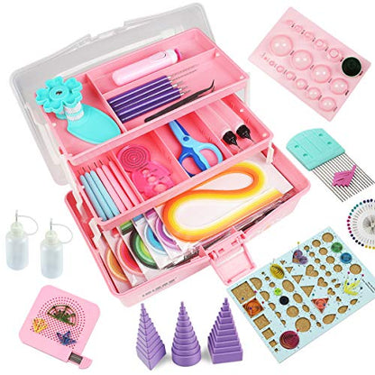 IMISNO DIY Quilling Kit with Paper Crimper, Tools&Strips for Beginners - color: pink