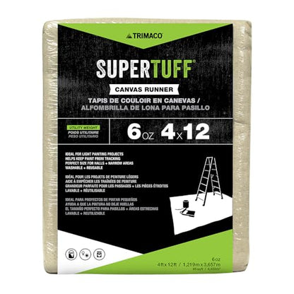 Trimaco SuperTuff 6 oz thick Utility Weight Canvas Drop Cloth, 4-feet x 12-feet, Beige - size: 4-feet x 12-feet