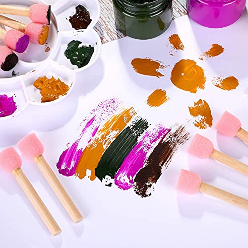 WHQXFDZ 40 Pieces 0.8 inch Round Sponge Foam Brush Set Paint Brush Wooden Handle Foam Brush Sponge Painting Tools for Painting Crafts(0.8inch) - size: 0.8inch