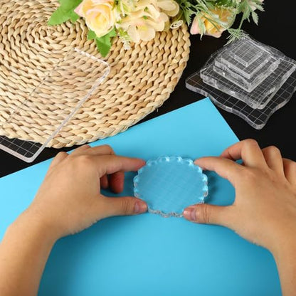 PATIKIL Acrylic Stamp Block, 15 Pack Stamping Block Square Shape with Grid Lines Decorative Mounting Blocks Set for Scrapbooking DIY Crafts Card Making, 1" x 1" - size: 1" x 1"