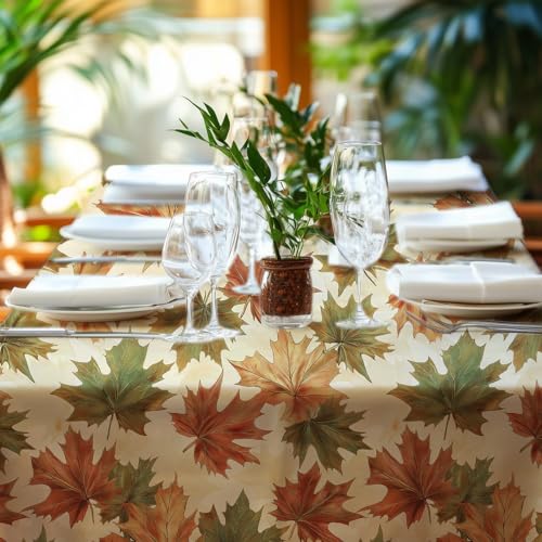 Niuara Fall Maple Plastic Table Cloth Disposable, 4 Pack, 54 x 108 in | Rectangle, 6 ft Tables, Fall Thanksgiving Party, Holiday Gathering - color: Fall Maple, size: 54" x 108" - 4 Packs