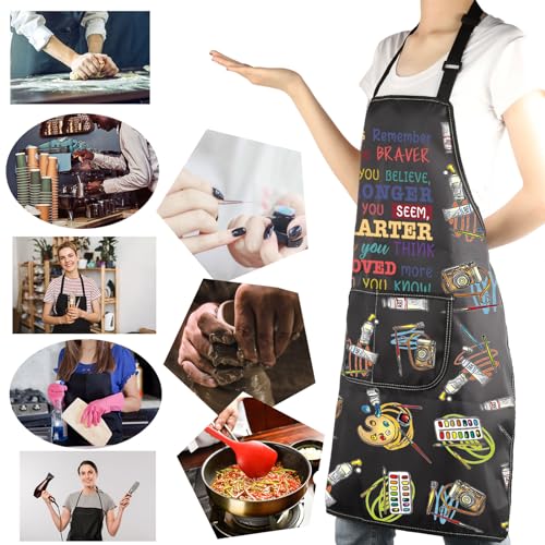 MBMSO Painting Artist Apron with Pockets Artist Painter Gifts Art Lover Gift for Art Teacher Student Painter Apron Waterproof - color: Braver Art Apron-b2