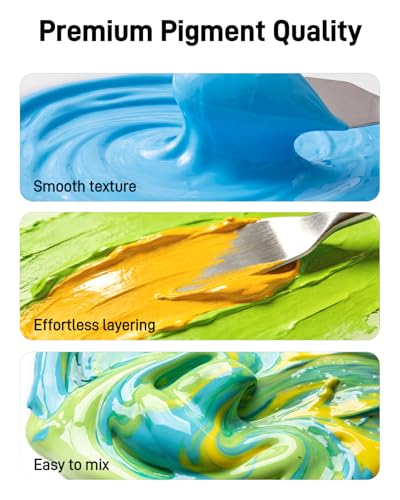 JusArt 24 Colors Acrylic Paint Set, Including Gold and Silver, 8.45oz(250ml) Large Bottles Adult Artist Paints for Canvas, Crafts, Mural, Rocks, Clay, Fabric, Wood - color: New 24 Colors (8.45oz)
