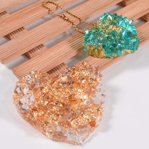 Crystal Stones Pendant Resin Molds, 5-Cavity Necklace Jewelry Silicone Molds for Epoxy Resin, DIY Casting Craft Mold for Keychain Jewelry Making