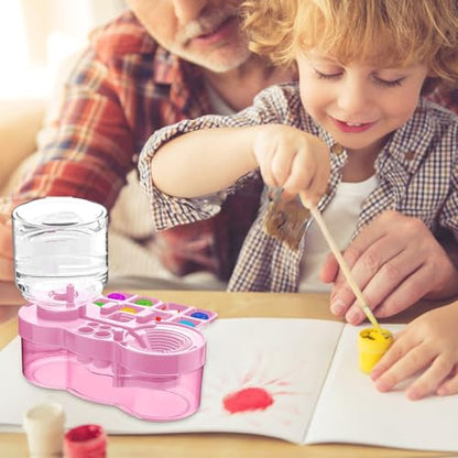BoAn 2025 Upgraded Paint Brush Cleaner Tool – All-in-One Paint Brush Washer, Rinse Cup, Holder, and Palette for Artists Beginners | Ideal Art Supplies for Watercolor & Acrylic Painting(Pink) - color: pink