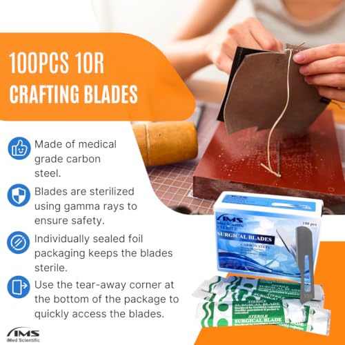 Precision Craft Knife Kit Includes 100 Carbon Steel Blades #10R, Handle No 3, Blade Remover Box & Self Locking Clamps All-in-One Hobby Knife Set for Model Making, DIY Projects, Home and Studio Use