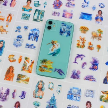 428Pcs Summer Scrapbook Stickers for Scrapbooking Supplies, 100 Sheets Transparent PET Scenery Journal Stickers for Journaling, Junk Journal, Scrap Book, Card Making, Collage, DIY Crafts Arts - color: Summer Rain Just Clears Up
