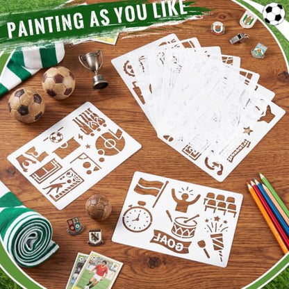 Marspark 20 Pieces Soccer Stencils for Painting Template Football Wall Stencils Reusable Sports Templates PET DIY Drawing for Painting on Wood Wall(Rectangular Style, 7.87 x 6 Inch) - size: 7.87 x 6 Inch, style: Rectangular Style