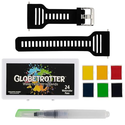Creative Mark Globetrotter Watercolor Wristbands - Beautiful Watercolor Palette Held on Your Wrist! - Journal 24 Pan Bundle - style: Journal 24 Pan Bundle