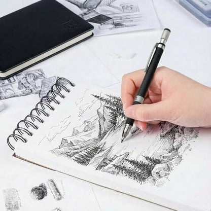 2.0mm Mechanical Pencil Set: 4 Pencils with Case HB Lead Drawing Sketch
