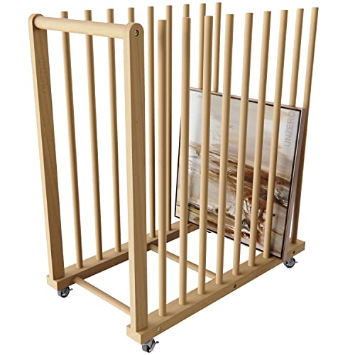 Art Storage Rack, Art Canvas Storage, Canvas Boards Rack Art Storage with Handle & Caster Wheels for Drawing Board, Panel, Paper Pad for Art Studios, Artworks, Gallery - size: 16"D x 29.5"W x 30"H