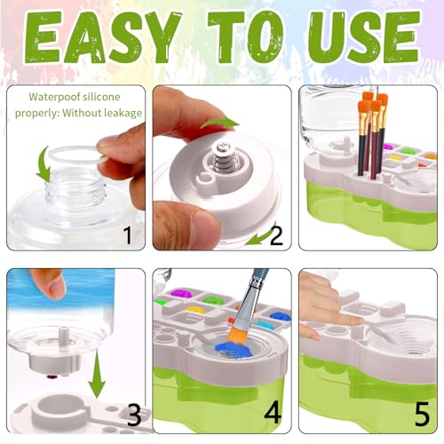 Upgraded Paint Brush Cleaner Tool,Brush Rinser Cup Painting Running Water Circulation Art Supplies for Acrylic,Watercolor and Water Based Creative Gift for Adult Artist Beginner and Painter - color: Green