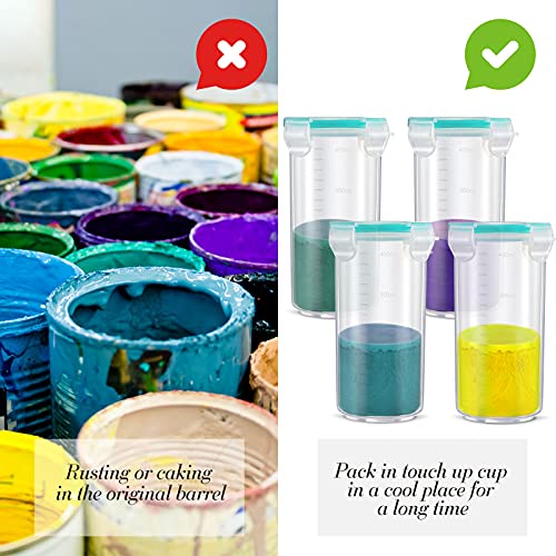 Touch up Paint Container Touch up Cups Paint Storage Cups with Lids Storage Containers Airtight Container with Stainless Steel Mixing Ball for Repainting Leftover, 13 oz(8 Pieces)