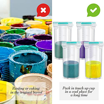 Touch up Paint Container Touch up Cups Paint Storage Cups with Lids Storage Containers Airtight Container with Stainless Steel Mixing Ball for Repainting Leftover, 13 oz(8 Pieces)