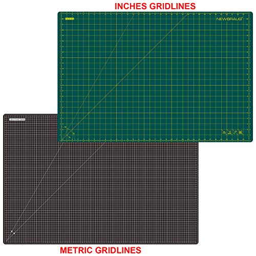 NEWBRAUG 24'' × 36'' Large Self Healing Gridded Rotary Cutting Mat, Big Double Sided 5-Ply Cutting board for Sewing, Quilting, Craft, Fabric & Scrapbooking(Green/Black)… - color: Green & Black, size: 24"L x 36"W