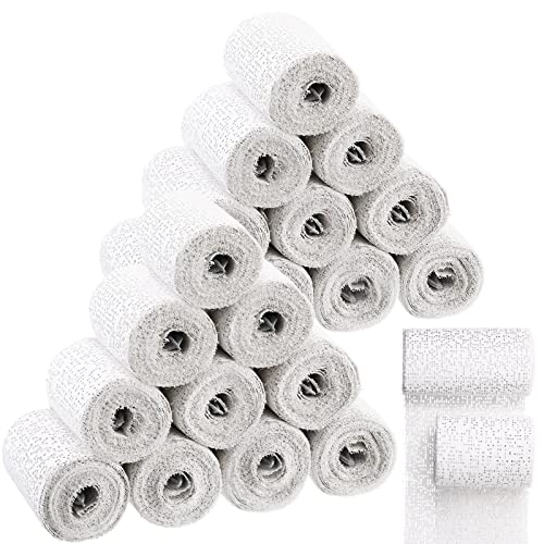 Newwiee 24 Rolls Plaster Cloth Gauze Bandages Rolls Bulk, White | Plaster Strips with 2 Sizes, 3 x 106 Inch, 4 x 106 Inch, for Body Cast, Craft Projects, Mask Making, Scenery Art