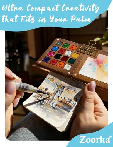 Mini Watercolor Paint Set, 12 Color Pocket Travel Kit for Beginners - color: Blue